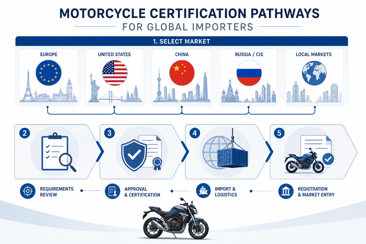 Motorcycle Homologation Guide: EEC, EPA, CCC, OTTS Compliance - China OEM Motorcycle Manufacturer motorcycle-certification-pathways-eec-epa-ccc-otts